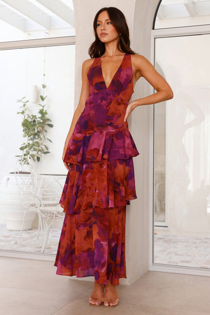 Isadora | Women’s Elegant Floral Tiered Maxi Dress