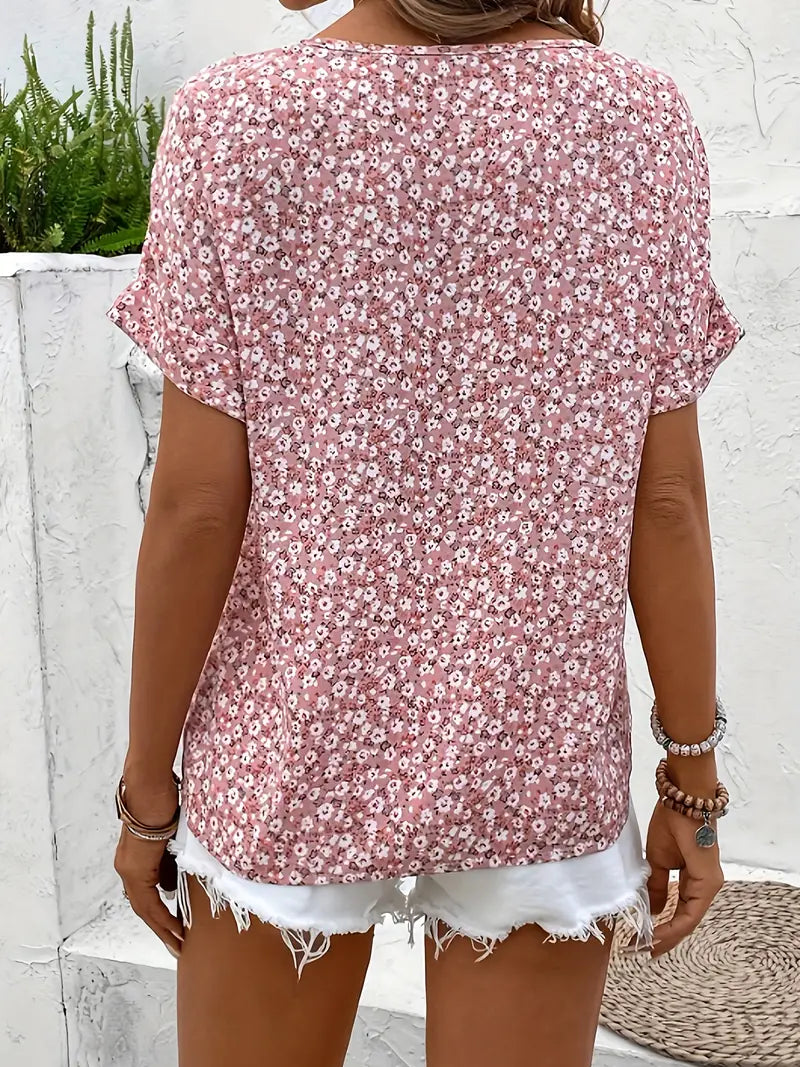 Mallory | Women’s Summer Floral Short Sleeve Button Top