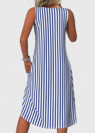Maristelle | Women’s Sophisticated Striped Sleeveless Midi Dress