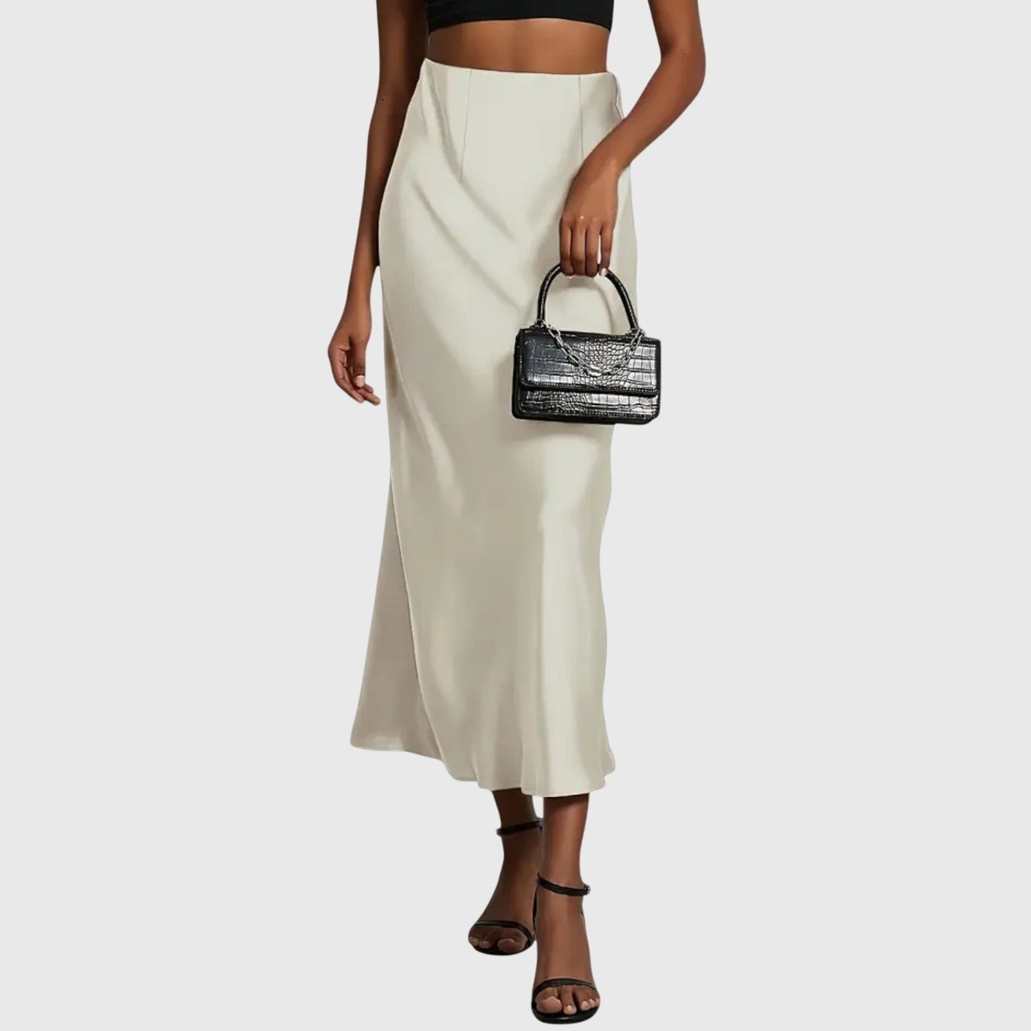 Everly | Women’s Elegant Satin Midi Skirt