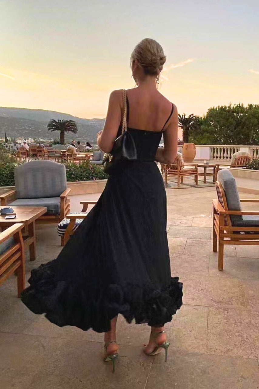 Celeste | Women’s Elegant Ruffle Hem Wedding Guest Dress