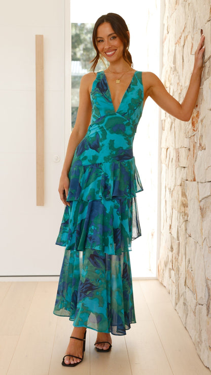Isadora | Women’s Elegant Floral Tiered Maxi Dress