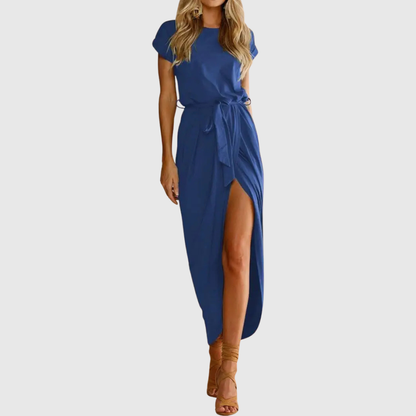 Ember | Women’s Casual Belted Tulip Hem Midi Dress