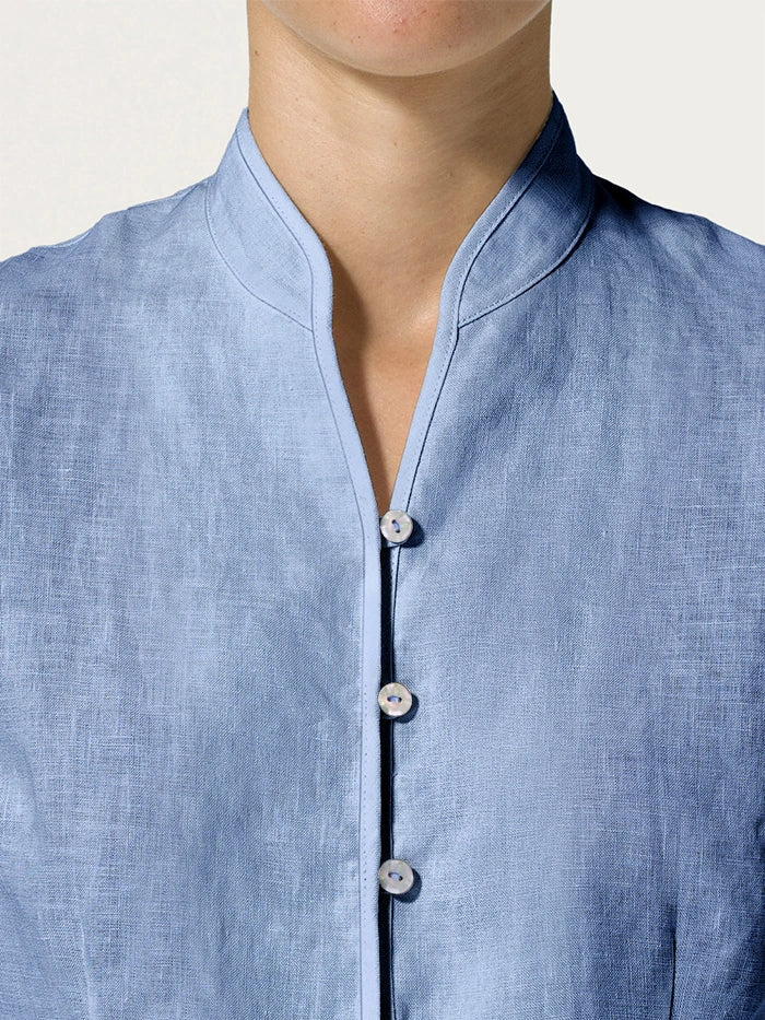 Imogen | Women’s Linen Hand Button Fitted Blouse