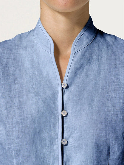 Imogen | Women’s Linen Hand Button Fitted Blouse