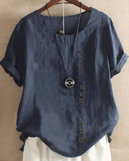 Haley | Women’s Summer Button Detail Casual Blouse