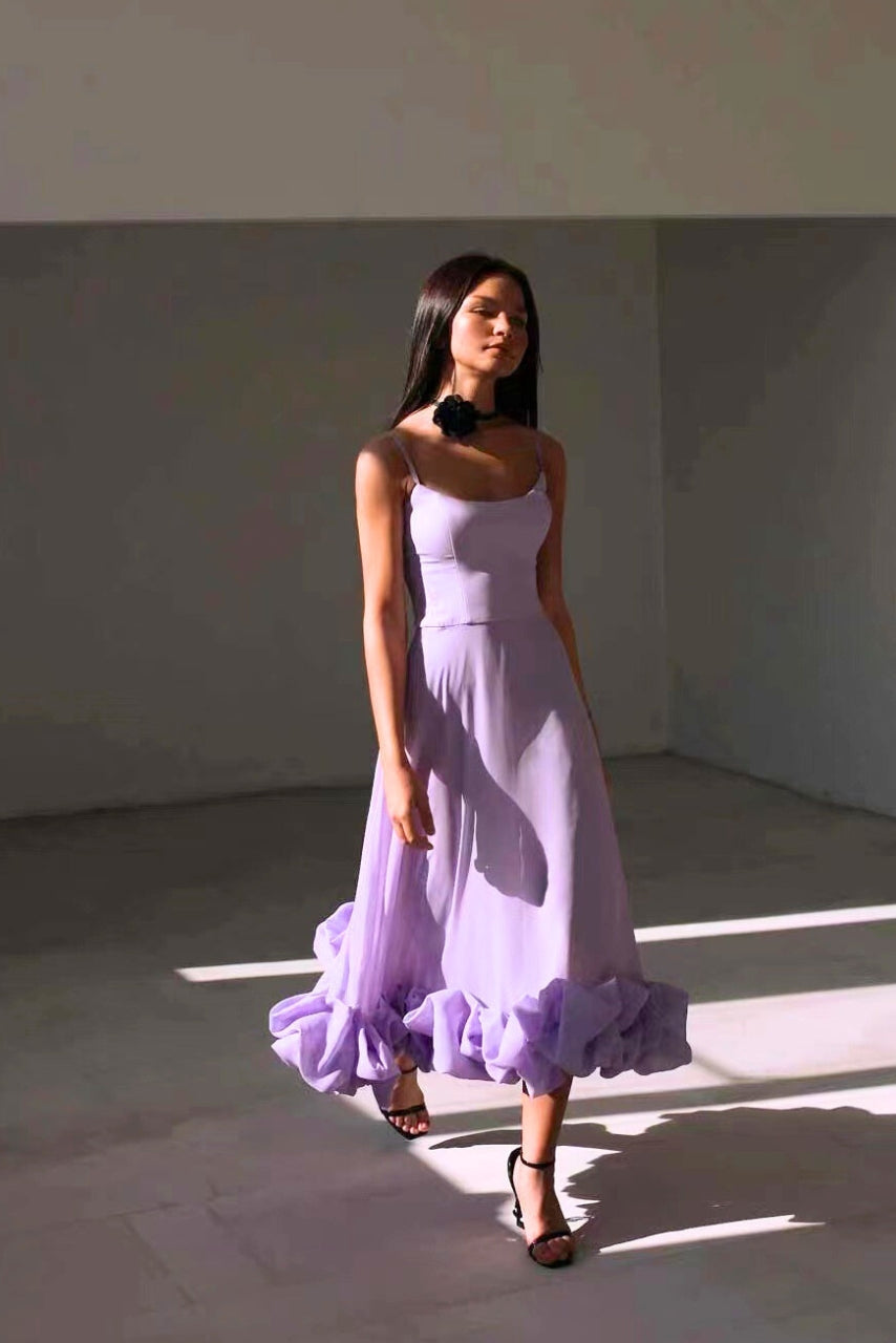 Celeste | Women’s Elegant Ruffle Hem Wedding Guest Dress
