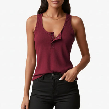 Hadley | Women’s Sleeveless Sports Tank Top with Front Button Closure