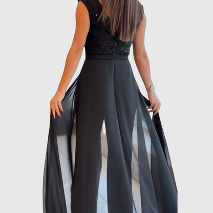 Valerique | Women’s Elegant Sleeveless Wide Leg Jumpsuit