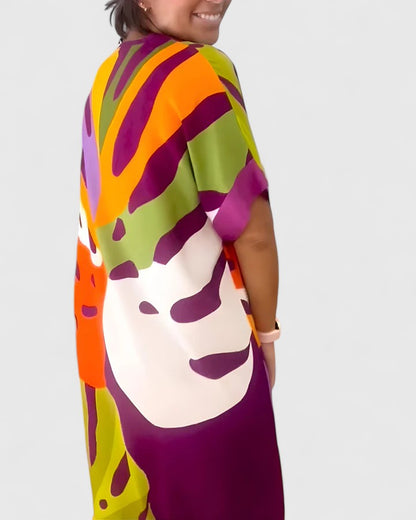 Cheyenne | Women’s Comfortable Abstract Print Midi Dress