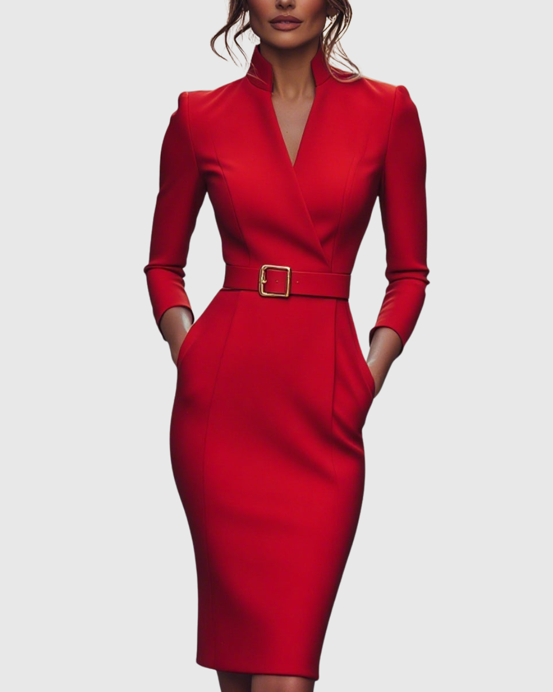 Veronica | Women’s Belted Collared Midi Dress