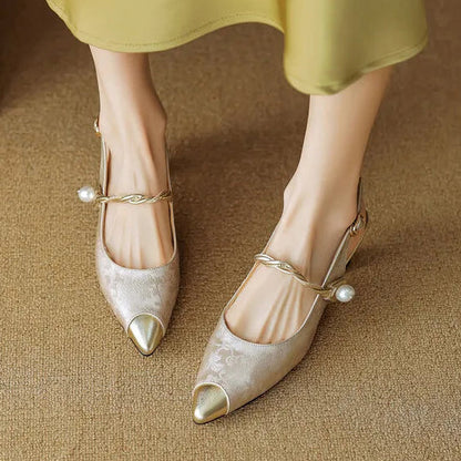 Marla | Women’s Elegant Pointed Toe Slingback Kitten Heels