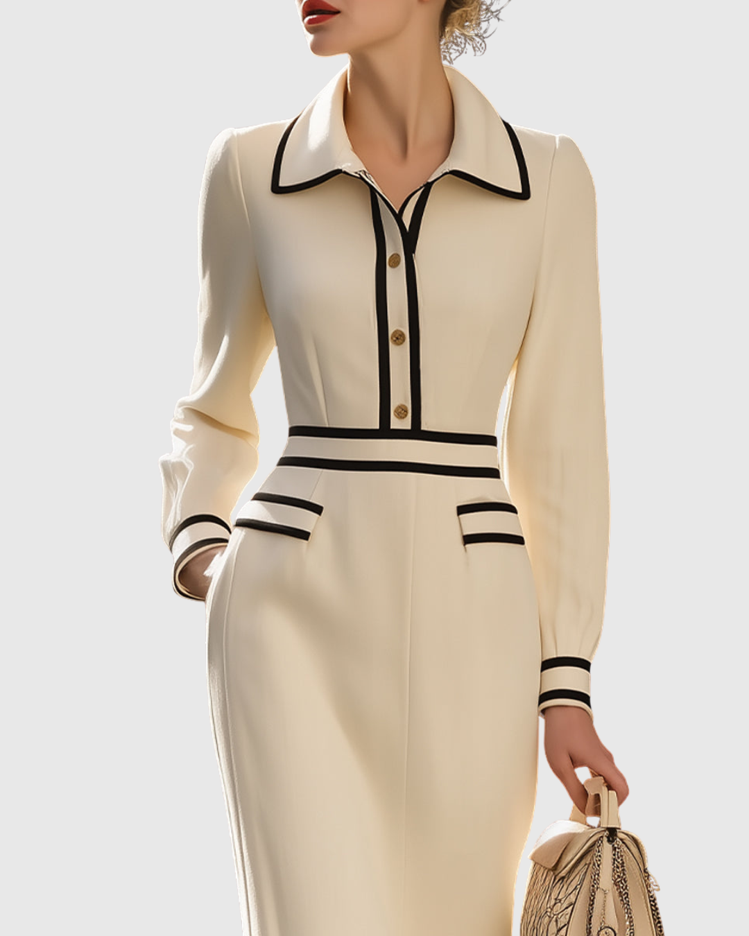 Cassandra | Women’s Tailored Button-Detail Midi Dress