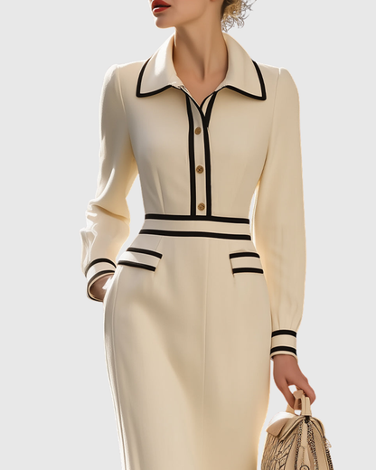 Cassandra | Women’s Tailored Button-Detail Midi Dress