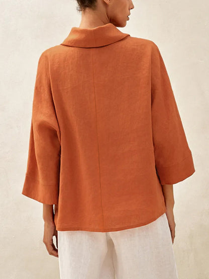 Trisha | Women’s Linen Dropped Collar Long Sleeve Shirt