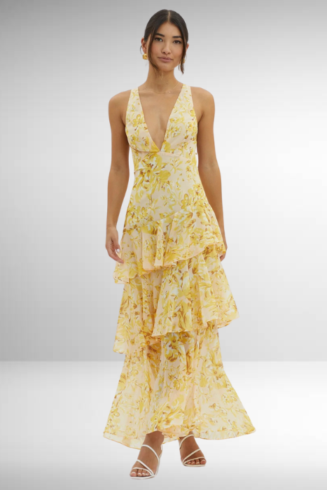 Isadora | Women’s Elegant Floral Tiered Maxi Dress