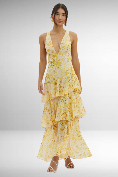 Isadora | Women’s Elegant Floral Tiered Maxi Dress