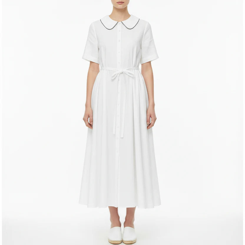 Marielle | Women’s Short Sleeve Button Front Midi Dress