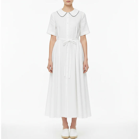 Marielle | Women’s Short Sleeve Button Front Midi Dress