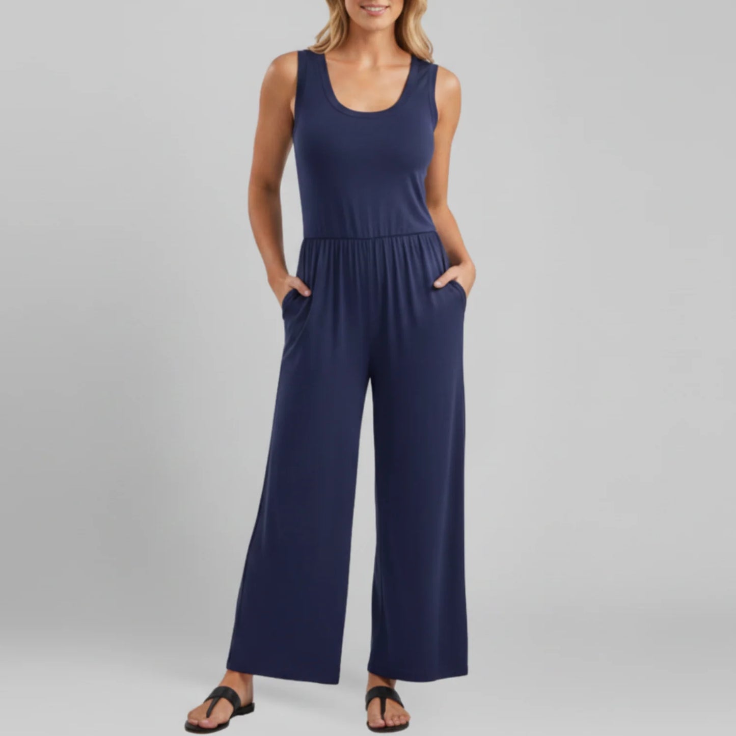 Ellery | Women’s Crew Neck Wide Leg Jumpsuit with Elastic Waist