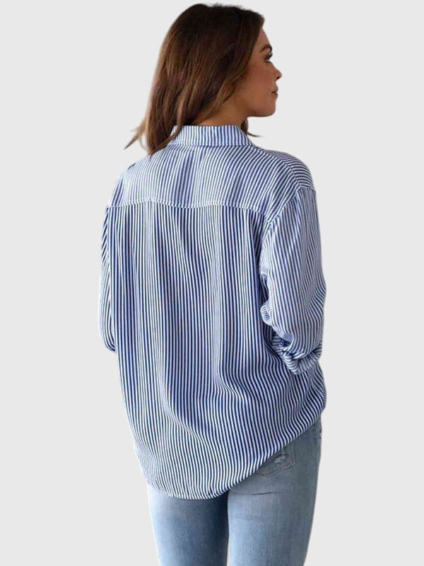 Kennedi | Women’s Striped Tie Front Collared Shirt