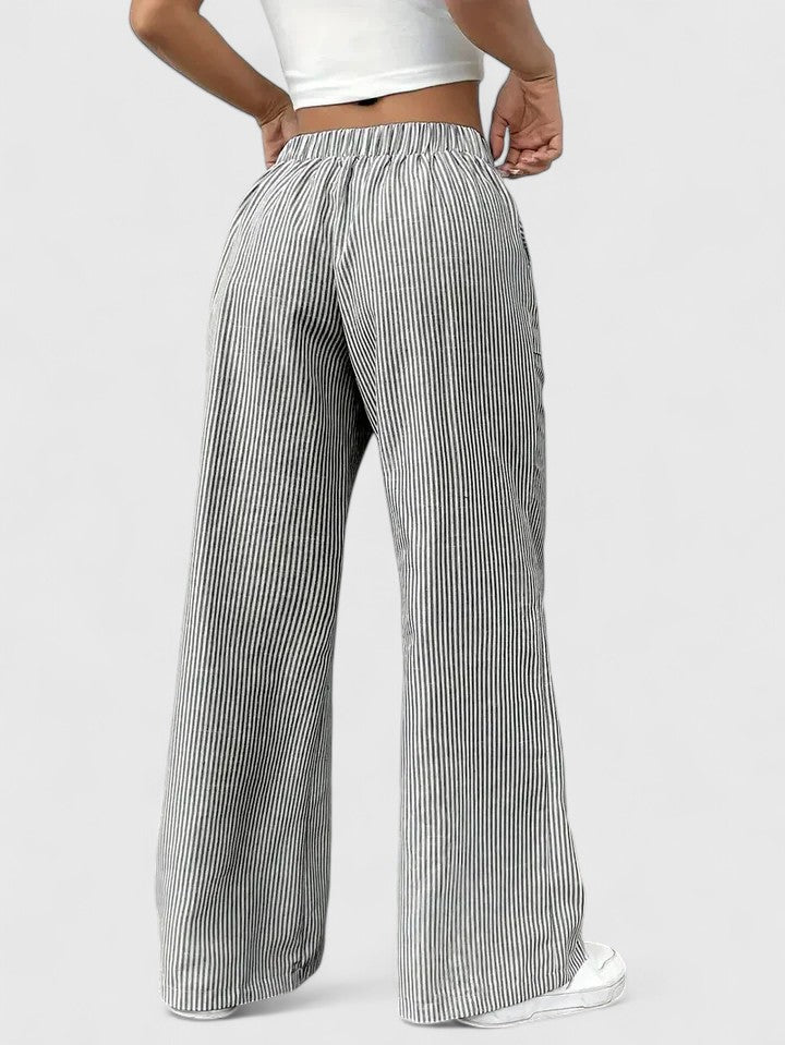 Corinne | Women’s Striped Wide Leg Linen Pants