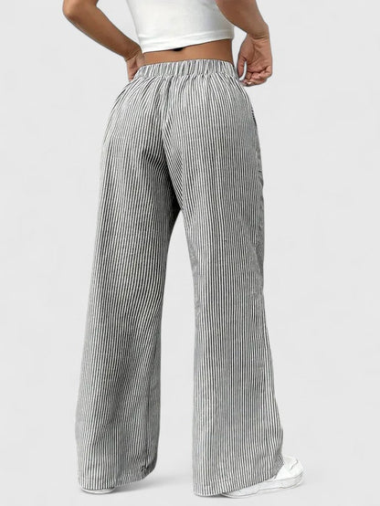 Corinne | Women’s Striped Wide Leg Linen Pants