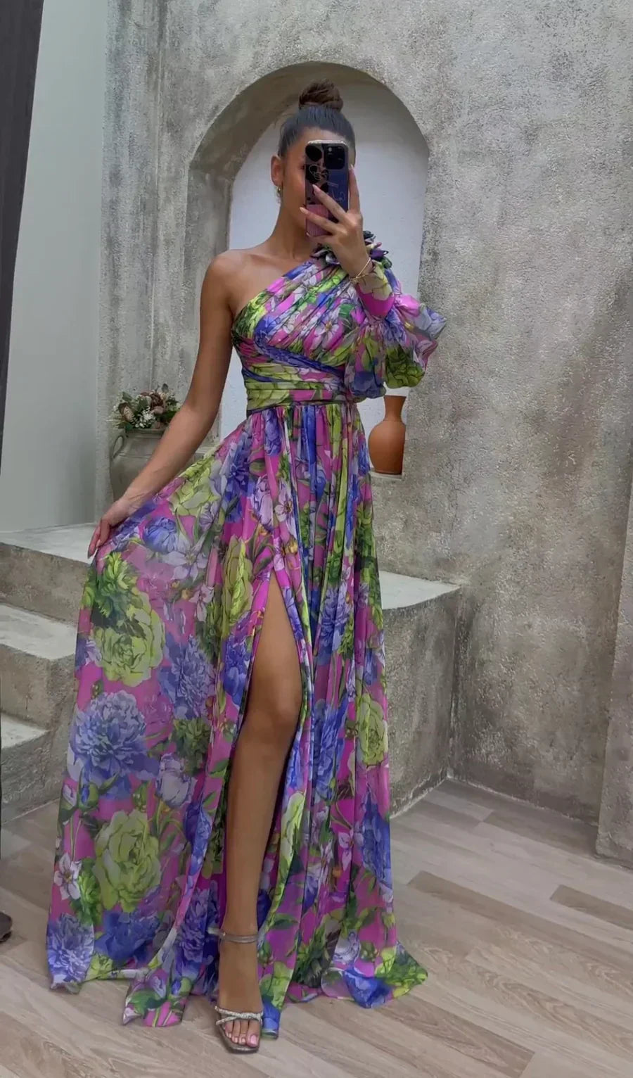 Elowen | Women’s Elegant Floral High Slit Maxi Dress