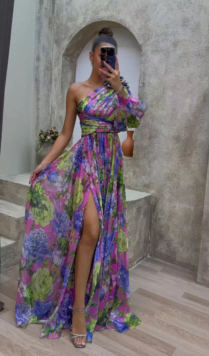 Elowen | Women’s Elegant Floral High Slit Maxi Dress