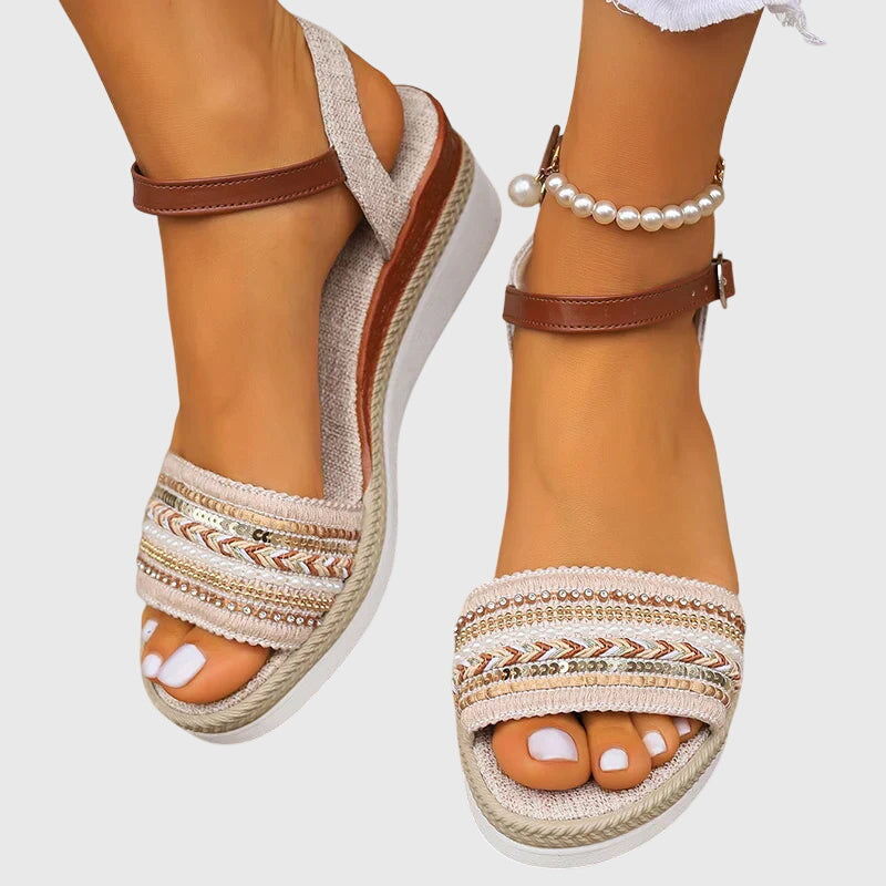 Aubrielle | Women’s Orthopedic Beaded Wedge Sandals