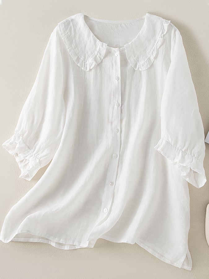 Rosalind | Women’s Loose Fit Ruffle Collar Shirt