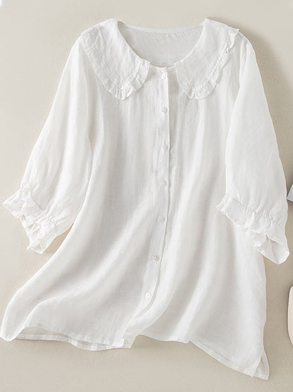 Rosalind | Women’s Loose Fit Ruffle Collar Shirt