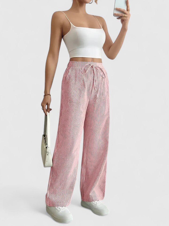 Corinne | Women’s Striped Wide Leg Linen Pants
