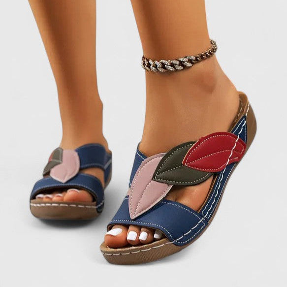Samantha | Women’s Orthopedic Colorblock Comfort Slide Sandals