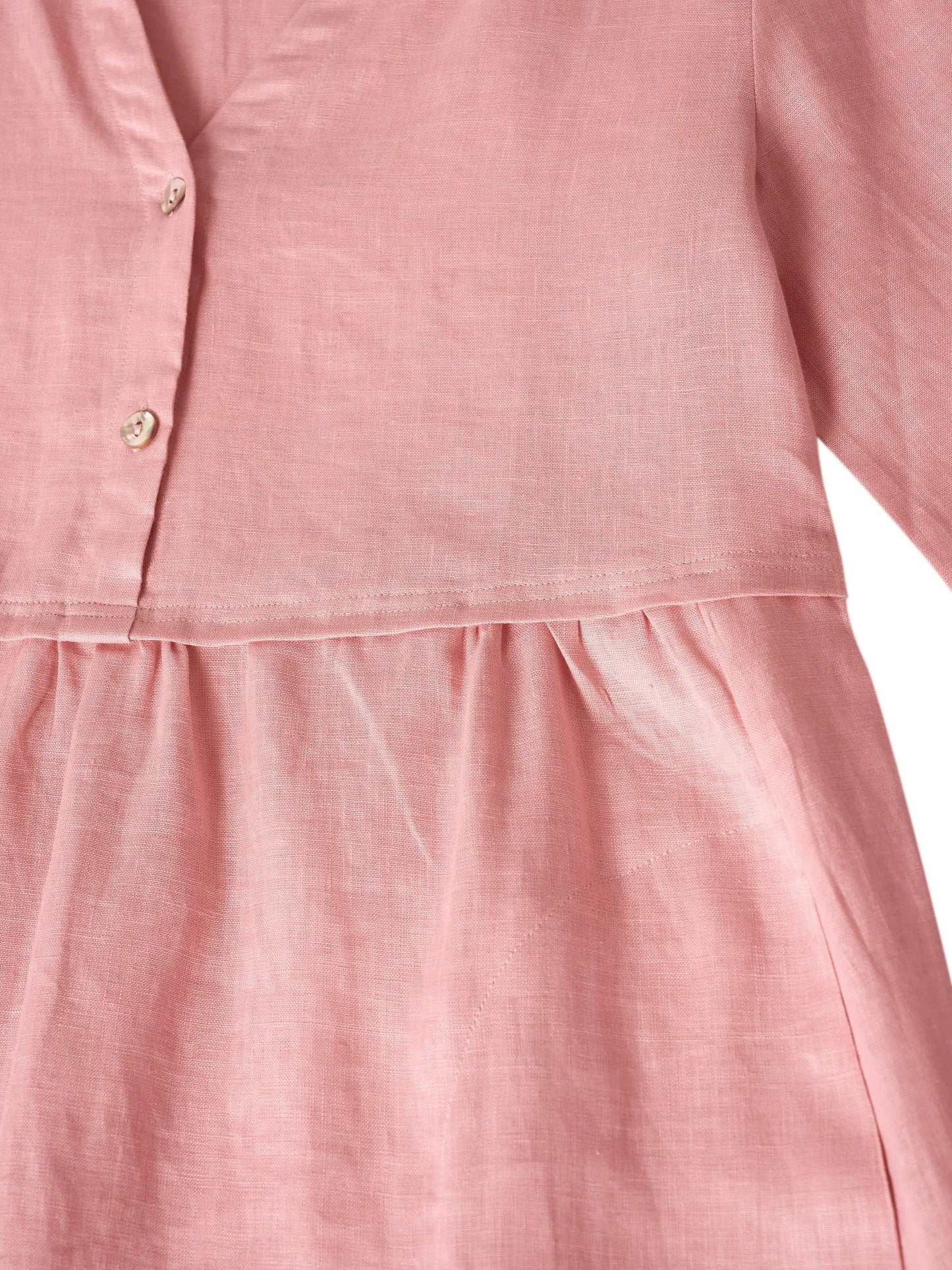 Cordelia | Women’s Linen Button Waist Gathered Maxi Dress