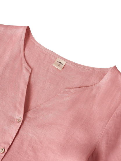Cordelia | Women’s Linen Button Waist Gathered Maxi Dress
