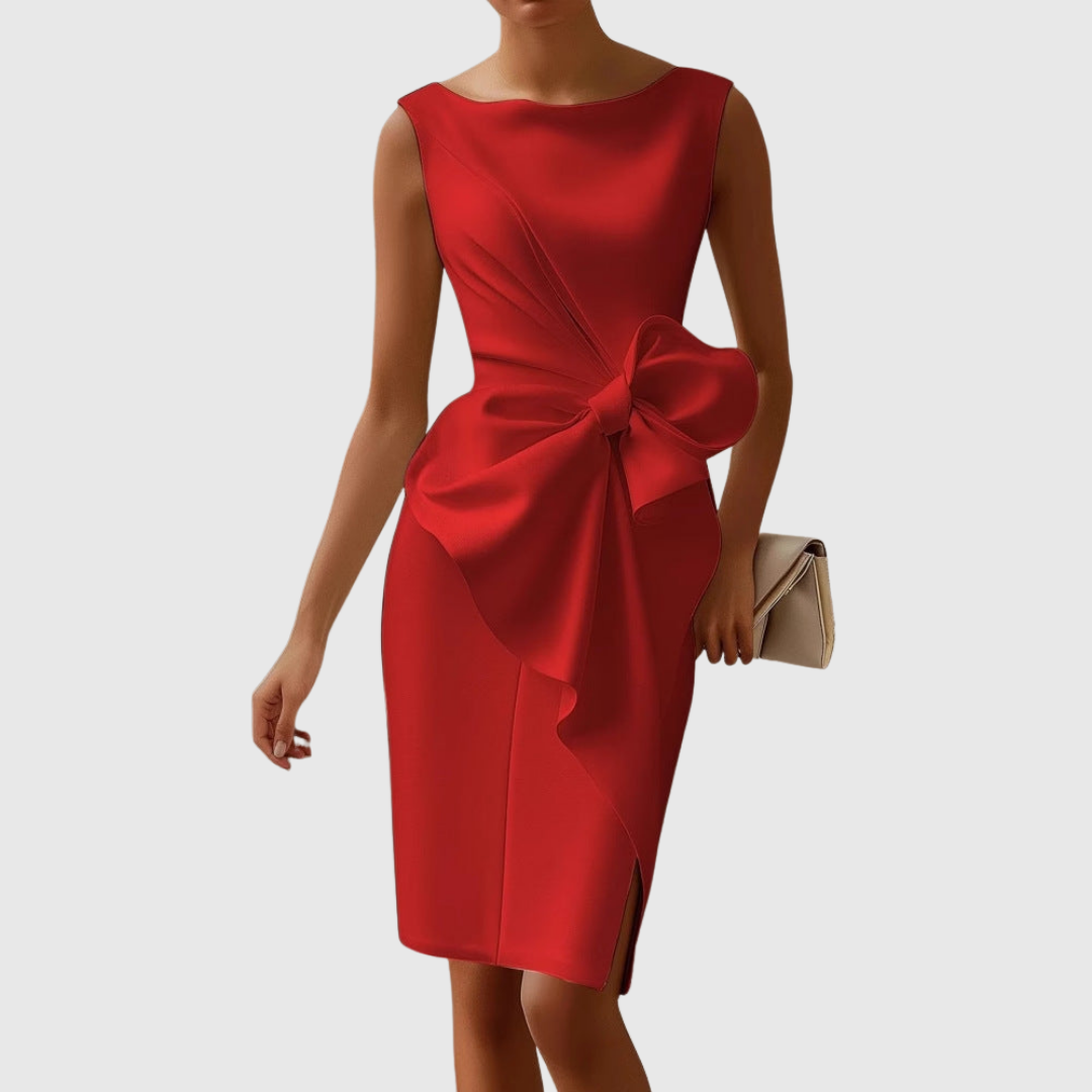 Isla | Women’s Sleek Sleeveless Knot-Front Midi Dress