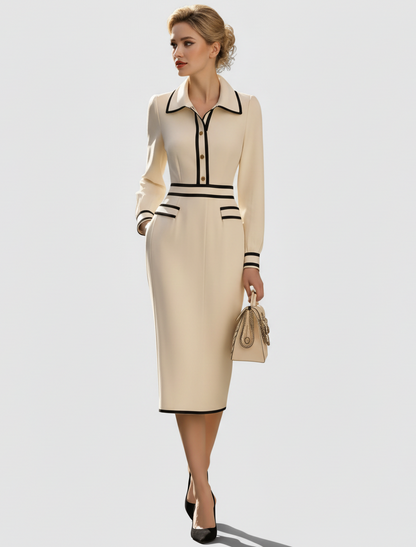 Cassandra | Women’s Tailored Button-Detail Midi Dress