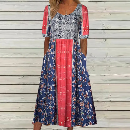 Elena | Women’s Boho Printed Midi Dress