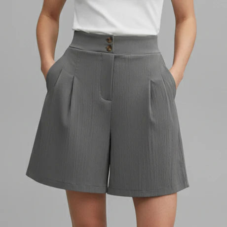 Noelle | Women’s High Waist Pleated Tailored Shorts