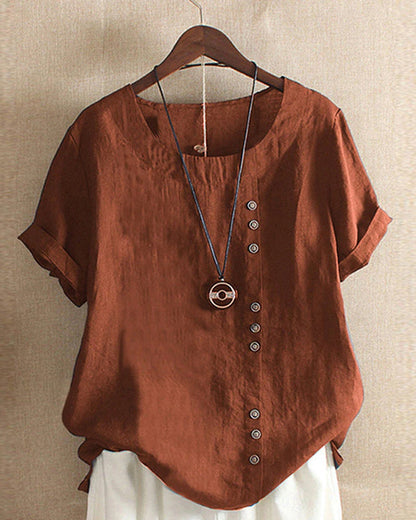 Haley | Women’s Summer Button Detail Casual Blouse