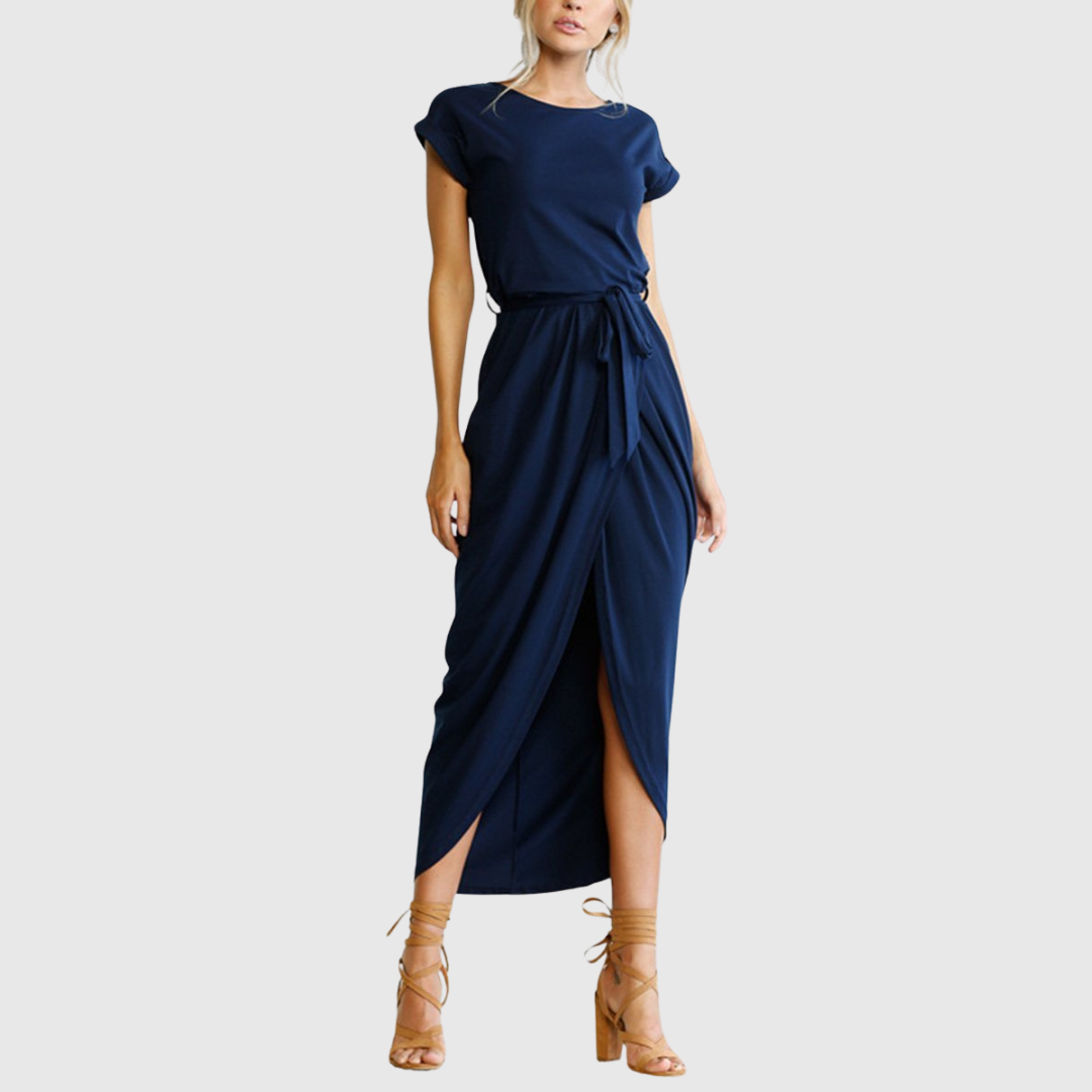 Ember | Women’s Casual Belted Tulip Hem Midi Dress