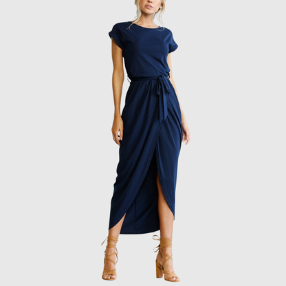 Ember | Women’s Casual Belted Tulip Hem Midi Dress