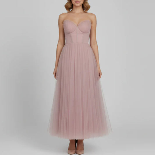 Cambria | Women’s Strapless Tulle Midi Dress