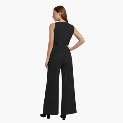 Tatum | Women’s Round Neck Sleeveless Wide-Leg One-Piece Jumpsuit