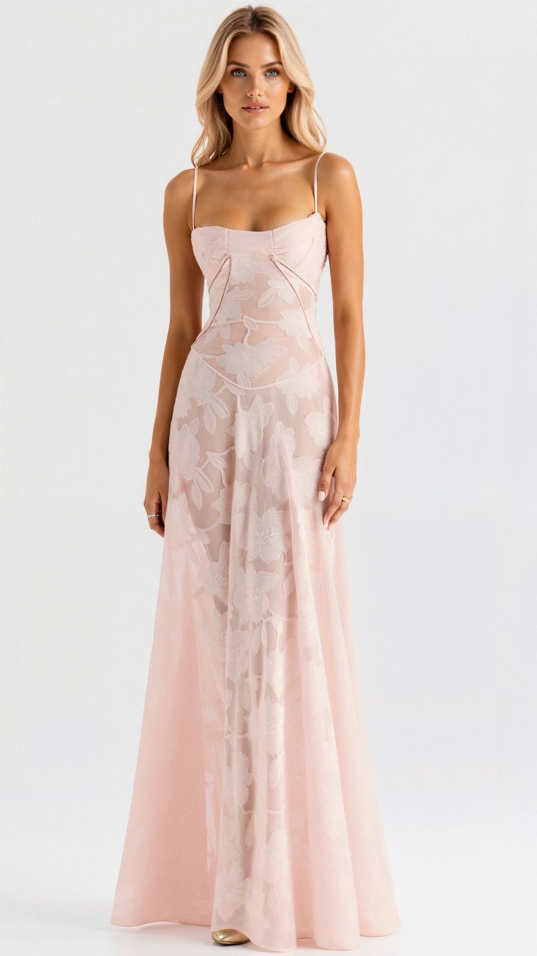 Elena | Women’s Wedding Slip Maxi Dress with Lace Detail
