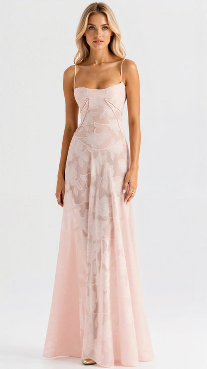 Elena | Women’s Wedding Slip Maxi Dress with Lace Detail