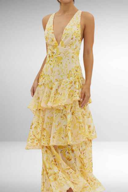 Isadora | Women’s Elegant Floral Tiered Maxi Dress