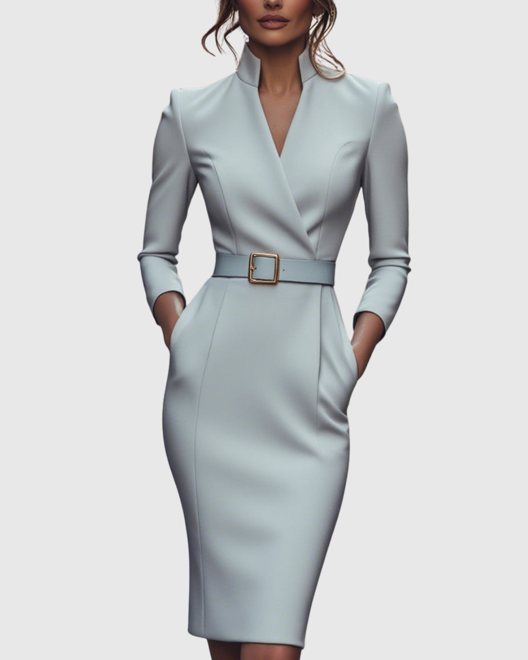 Veronica | Women’s Belted Collared Midi Dress