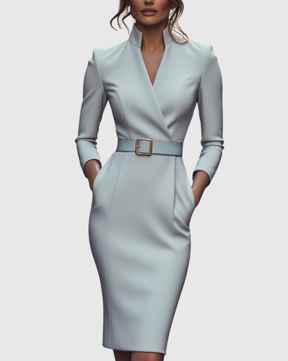 Veronica | Women’s Belted Collared Midi Dress